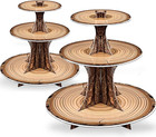 2 Pack 3-Tier Camping Party Decorations Rustic Wood Cupcake Stand 3Tier