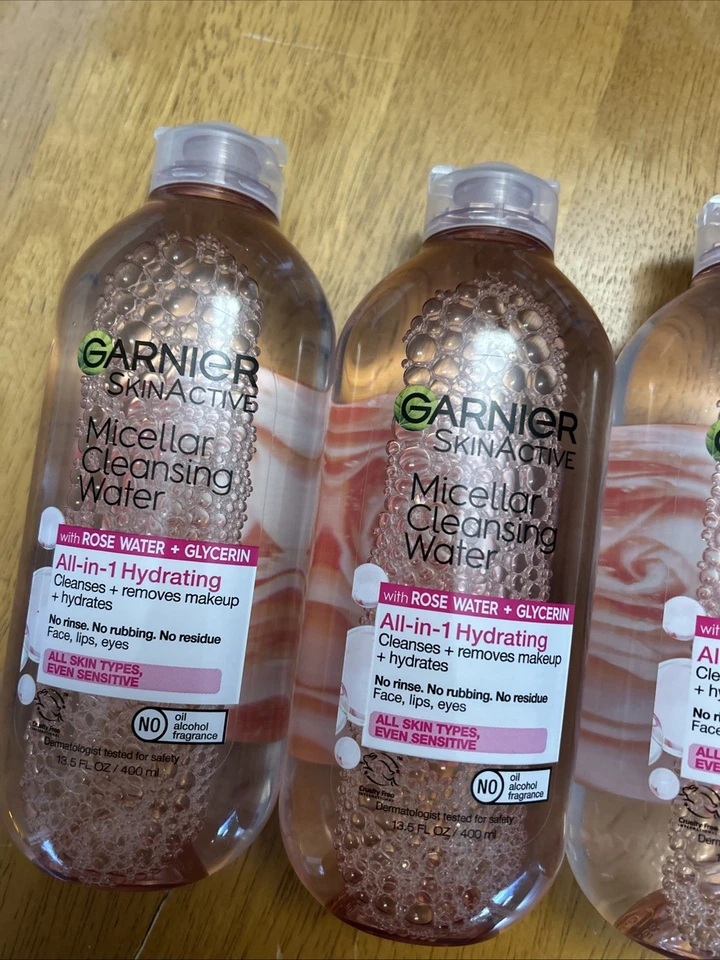 批量 3 件 Garnier SkinActive Water Rose Micellar 清洁水 13.5 液量盎司 — 第 2/4 张图片