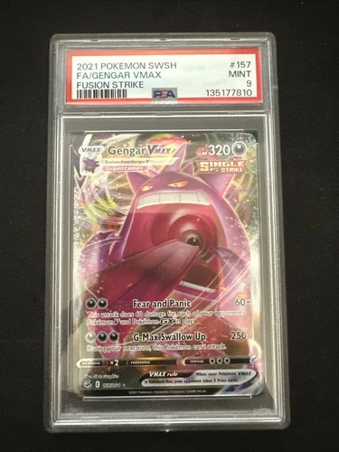 2021 POKEMON SWORD & SHIELD FUSION STRIKE #157 FULL ART/GENGAR VMAX PSA 9
