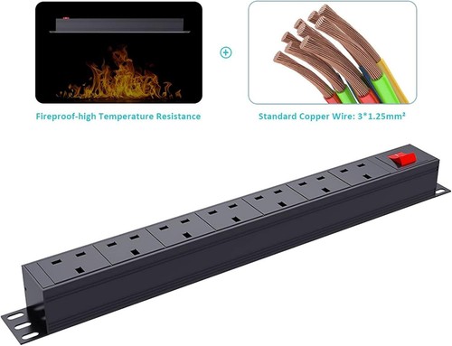Tira de alimentación de 7 vías de protección contra sobretensiones de cable de extensión con interruptor, enchufe múltiple - Imagen 6 de 9