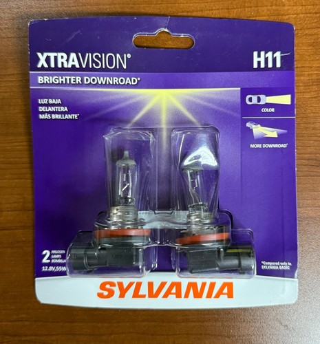 Sylvania H11 XtraVision Halogen Headlight Bulbs - Pair - H11XV.BP2 - NEW - Picture 1 of 2
