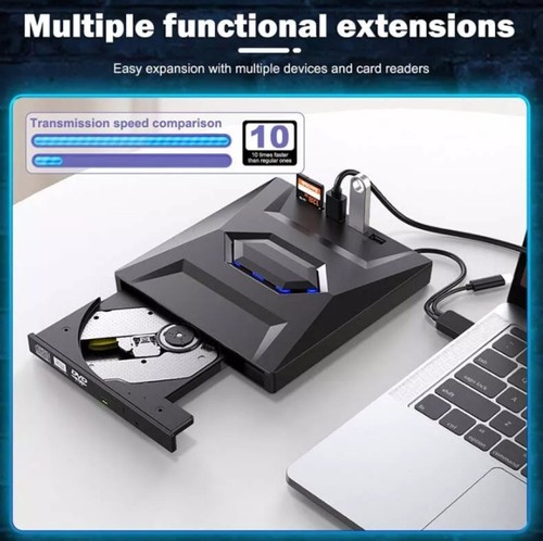 Externes CD/DVD UHD Laufwerk USB 3.0 Brenner Player für PC Laptop Windows 11 10 - Afbeelding 9 van 18