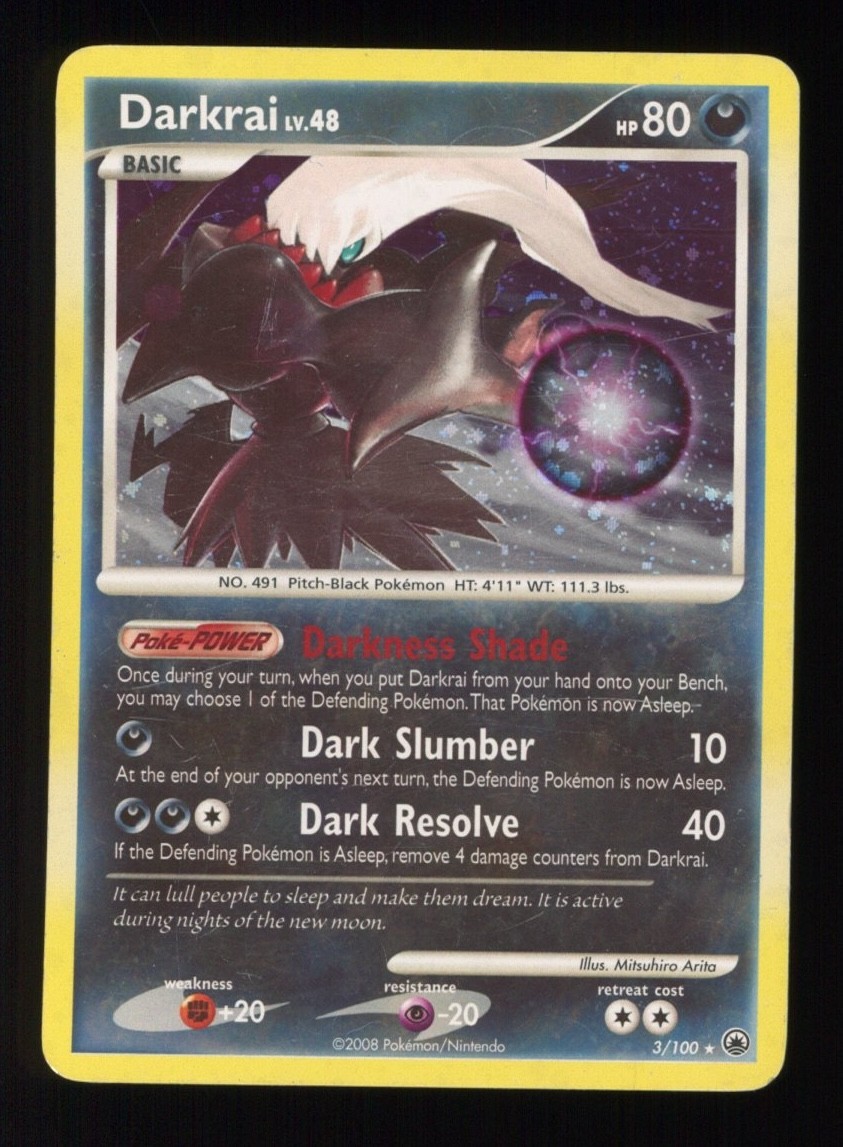 2008 POKEMON DIAMOND & PEARL MAJESTIC DAWN DARKRAI LV. 48 3/100 HOLO RARE