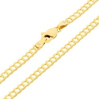 14K Yelllow Gold 3Mm Kubanisch Panzerkette Massiv Glieder Halskette Herren Damen