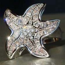 Glamorous Cubic Zirconia Wedding Jewelry Women Silver Plated Rings Size 6-10