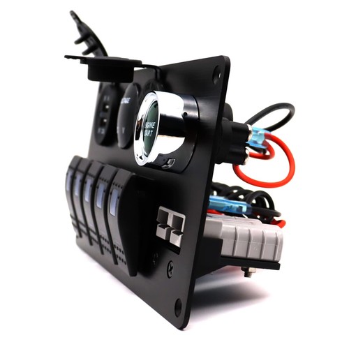 Waterproof 12V/24V 5 Gang Rocker Switches Panel Mount with Engine Start Push ... - Picture 2 of 5