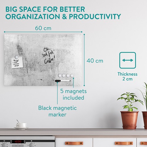 Magnettafel für Küche Büro 40x60cm Magnetwand Groß Pinnwand Magnetisch - Bild 6 von 8