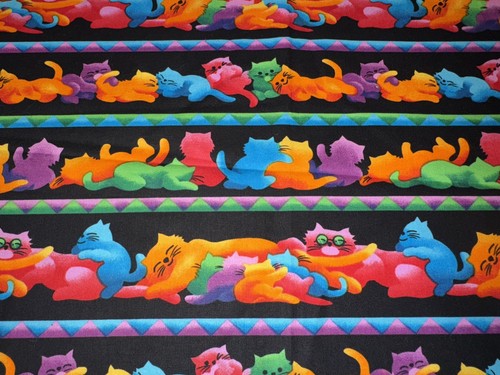 Fashion  Fabrics Kittens / Cats Black 14” X 44” - Picture 2 of 2