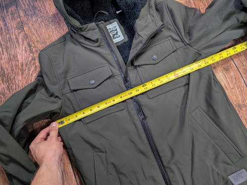 Levi's Jacket Soft Shell Army Green Storm Coat Hooded Water Resistant Mens S - Picture 14 of 15