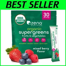 Zero Sugar Organic Super Greens Powder - 70+ Superfoods for Wellness On-the-Go