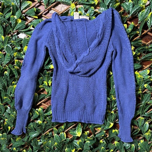 Y2K DNKY Jeans Purple Blue Crochet Hoodie Size Small - Picture 5 of 10