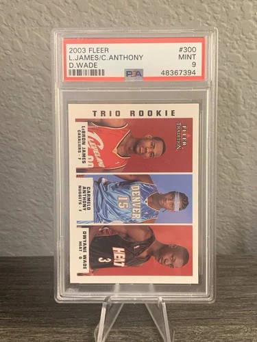 2003-04 Fleer Tradition Trio Rookie #300 LeBron James, Wade, Anthony PSA 9