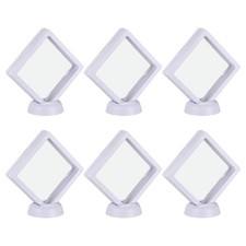 Floating Thin Film Display Box with Base 9cm x 9cm x 2cm White Pack of 6