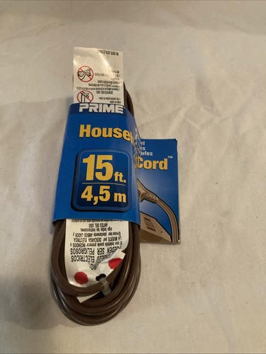 Prime 3-outlet 15 ft Brown Extension Cord 16/2 Polarized Plug Outlet Covers - Picture 1 of 2