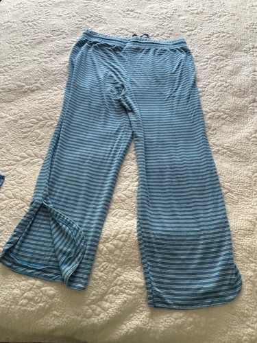SOMA 2 Piece Cool NightsPajama Set Capri Blue White Striped -S - Picture 13 of 13