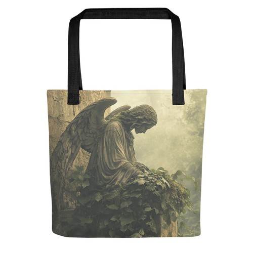 Gothic Angel Tote Bag Cemetery Statue Dark Academia Victorian Mourning Art Gift - Picture 5 of 7