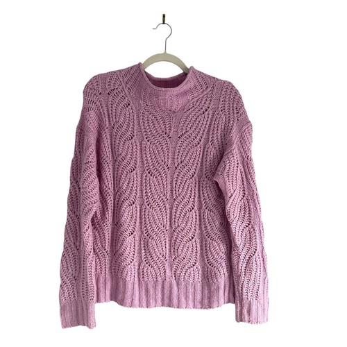 J. Suéter Crew Pointelle Tejido con Cable Alpaca BalletCore Rosa Talla S Cottage Core - Imagen 2 de 11