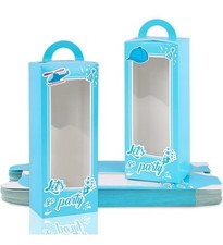 Small Gift Boxes, Party Favor Boxes with Window, 3x2x9 inches, Blue...