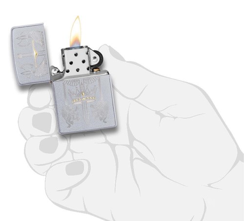Zippo Sword Design Satin Chrome Windproof Pocket Lighter, 205-074230 - Picture 4 of 7