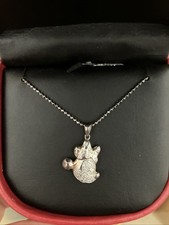 Disney Minnie Mouse Sterling Silver CZ Pendant 20" Necklace JCM Ball Chain Large