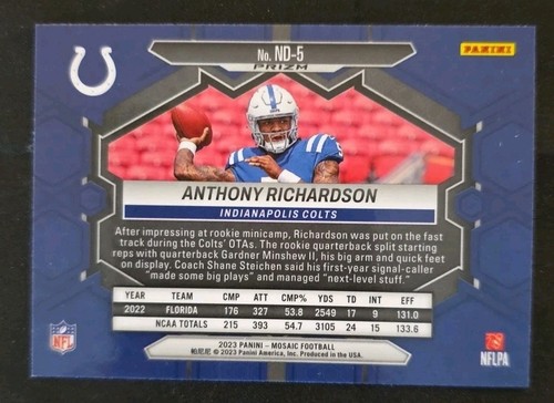 Panini Mosaic Mosaic Prizm 2023 debut en la NFL #ND-5 Anthony Richardson RC Colts - Imagen 2 de 2
