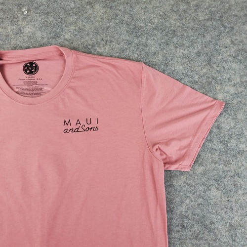 Maui And Sons Shirt Mens Extra Large Pink Crew Neck Short Sleeve Graphic Stretch - Picture 4 of 14