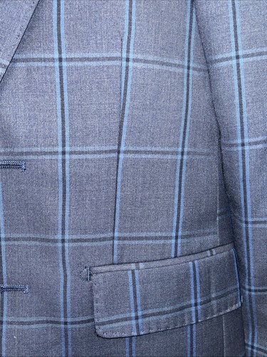 Zanetti Boys Size 12R Gray with Blue Checkered Wool Suit - Picture 2 of 7