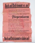 Original WW2 Air Raid Shelter Poster Aviator Alarm Notice