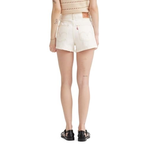LEVI'S WOMEN'S HIGH WAIST CONTRAST STITCH MOM SHORTS SIZE: 26 ECRU ETHOS - Picture 3 of 4