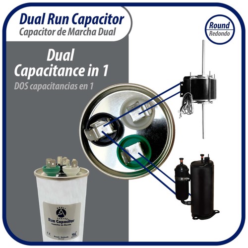 Appli Parts Dual Run Kondensator für AC 45+10 MFD UF (Microfarads) 370VAC oder 450VA - Bild 4 von 8