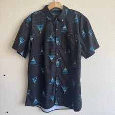 William Murray Shirt Mens Large Black Piano Button Up Golf Exc Condition