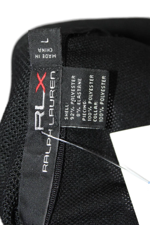 Polo corto RLX Ralph Lauren para hombre cuello manga corta negro liso grande Foto 4 de 4