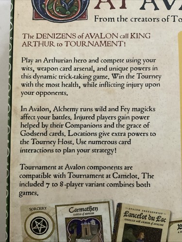 Tournament At Avalon - Standalone Companion Game 2020 WizKids Board Game Sleeved - Picture 4 of 6