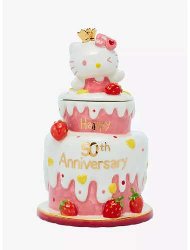 Blue Sky Clayworks Hello Kitty 50th Anniversary Holding Cake Figur - Bild 1 von 4