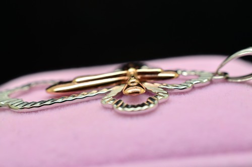 925 Sterling Silver Two Tone Sparkling Cross Pendant Charm -Michael Anthony - Picture 4 of 8