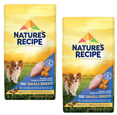 2 Packs Nature's Recipe Grain Free Small Breed Dog Food Chicken Pumpkin 4 lb