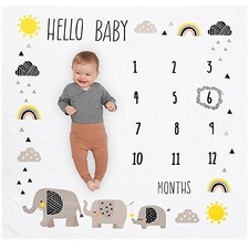 Organic Baby Monthly Milestone Blanket for Boy or Girl with Month Marker - El...