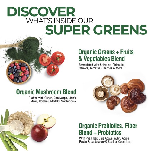 Organic Super Greens Natural Flavor, 50 Organic Super Foods, Packed with Fibe... - Picture 2 of 8