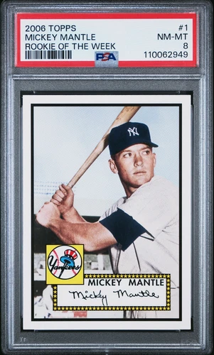 2006 TOPPS RC OF THE WEEK #1 MICKEY MANTLE PSA 8