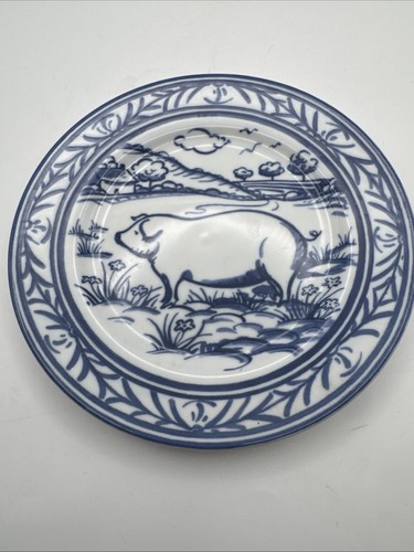Williams Sonoma Bretagne Teller Komplettset 6 Bauerntiere blau weiß - Bild 7 von 10