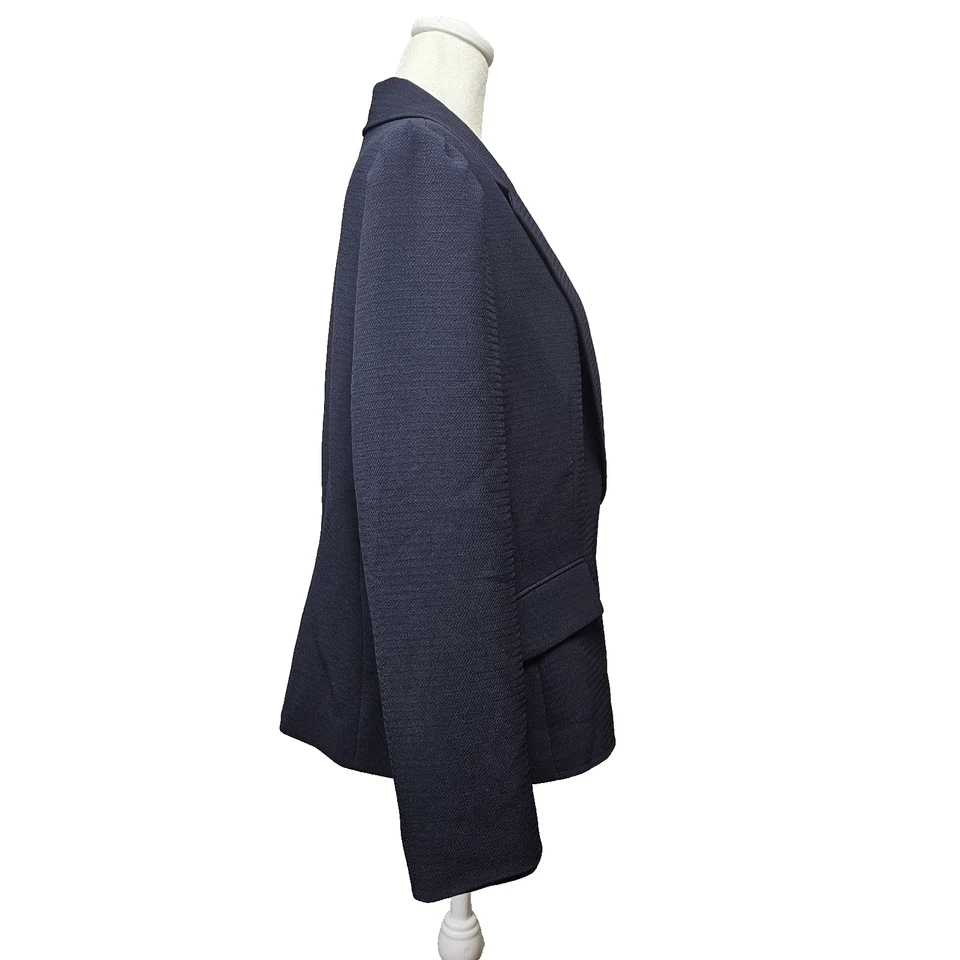 Blazer Tahari Arthur S. Levin azul marino con forro a rayas talla 14 Foto 3 de 4