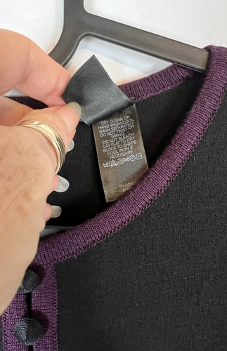 Liz Claiborne Vintage Longsleeve Sweater Dress Black & Purple Sz S - Picture 7 of 11