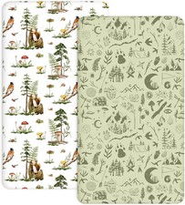 Crib Sheets for Boys and Girls, 2 Pack Fitted Baby Sheet, Bear Tracks