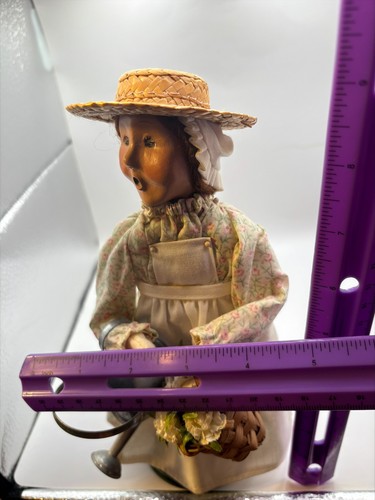 Byers Choice Williamsburg Girl With Basket of Flowers and Water Pail Dated 2003 - Picture 6 of 7