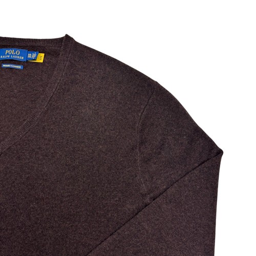 Polo Ralph Lauren Brown Washable Cashmere Pullover Knit V-Neck Sweater Mens 2XL - Picture 5 of 12