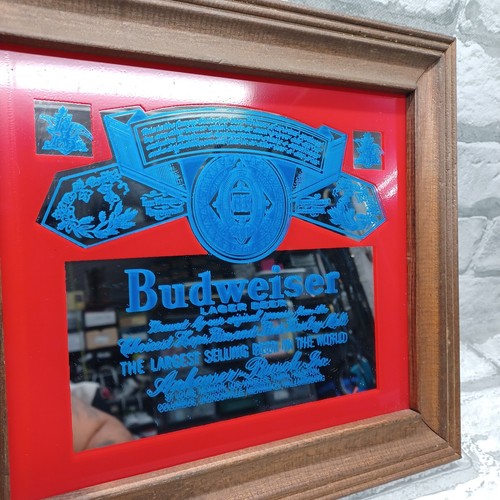 Budweiser King Of Beers Anheuser Busch Art Mirrored Sign 11.5 X 10.5 Bar Sign - Picture 2 of 5