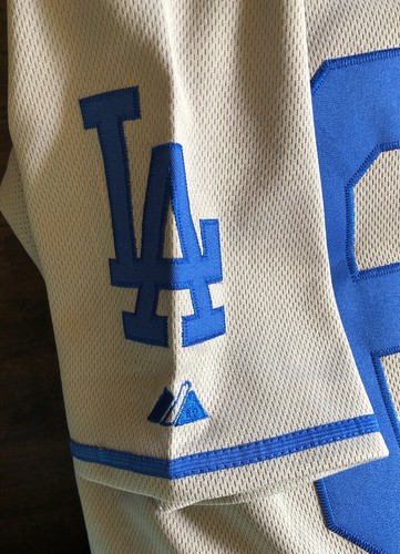 LOS ANGELES DODGERS #66 YASIEL PUIG AUTHENTIC ROAD BUTTON-DOWN MLB JERSEY 48 - Picture 3 of 7