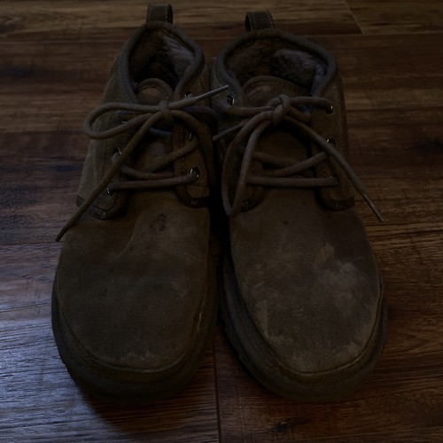 Ugg Men’s Neumel Boots In Charcoal Gray Sheepskin Suede Men's Sz 6 Lace Up - Picture 3 of 7