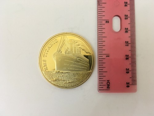 RMS Titanic White Star Line Gold Coin with Pouch Titanic Gifts and Souvenirs - Picture 5 of 9