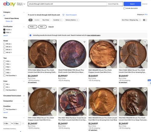 1983 PCGS MS64RB Struck-Through (Cloth?) 🔴 $1,250+ Elsewhere ✅✅ Lincoln Cent 1C - Picture 3 of 4